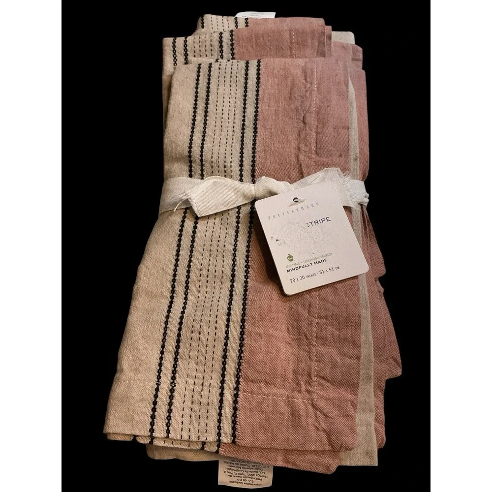 Pottery Barn  Sahara Stripe napkins set of 4 new original $40